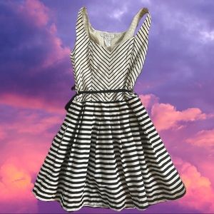striped sweetheart neckline dress